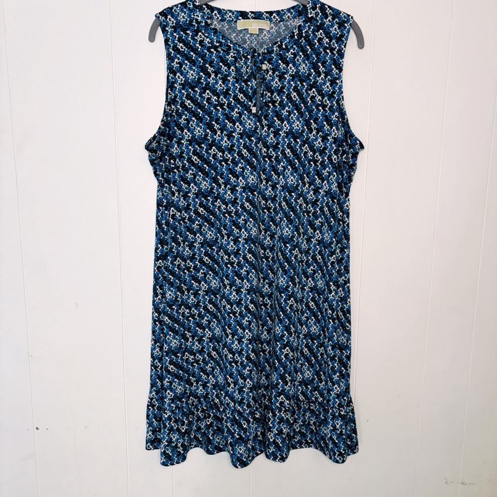 Michael Kors Blue Floral Sleeveless Dress XL